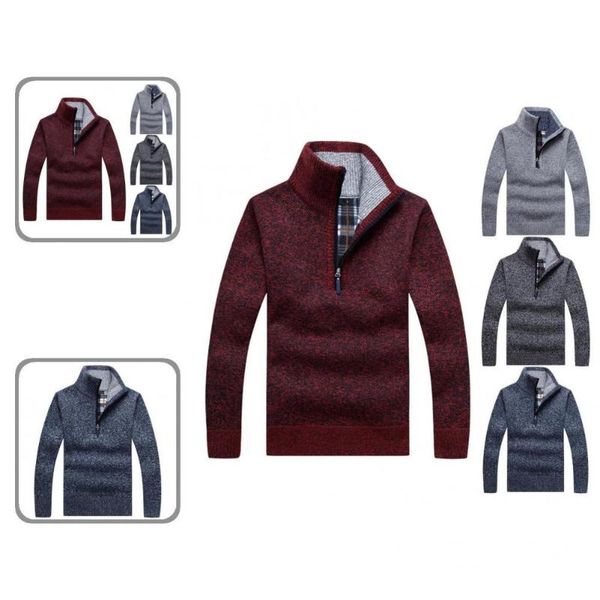 men's jackets knitted simple half zip stand collar sweater autumn winter loose for office, Black;brown
men's jackets knitted simple half zip stand collar sweater autumn winter loose for office, Black;brown