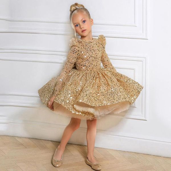 girl's dresses luxury gold sequin flower girl dress long sleeves puffy pageant gown big bow baby birthday party, Red;yellow
girl's dresses luxury gold sequin flower girl dress long sleeves puffy pageant gown big bow baby birthday party, Red;yellow