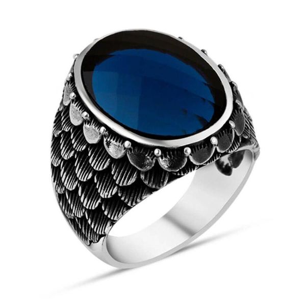men silver ring with oval blue zircon stone and squama motif made in turkey solid 925 sterling cluster rings, Golden;silver
men silver ring with oval blue zircon stone and squama motif made in turkey solid 925 sterling cluster rings, Golden;silver