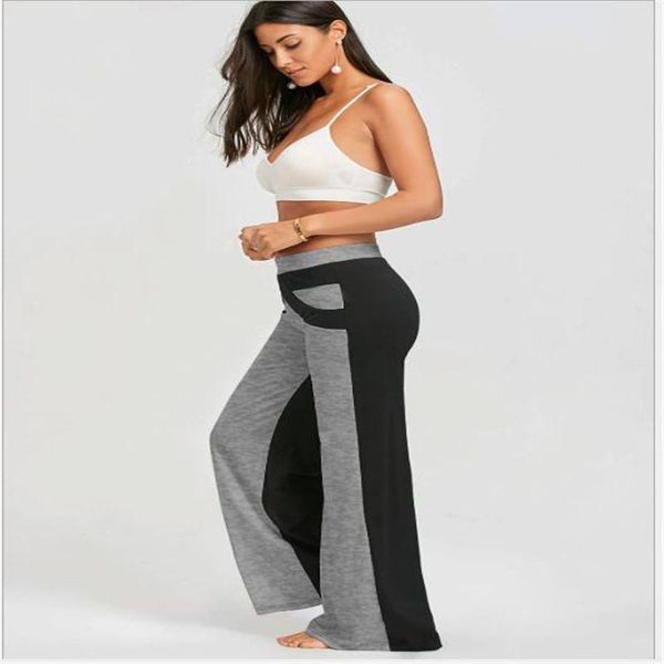 women's leggings loose hips fitness women casual patchwork sports pants wide leg leggins plus size trouser, Black
women's leggings loose hips fitness women casual patchwork sports pants wide leg leggins plus size trouser, Black