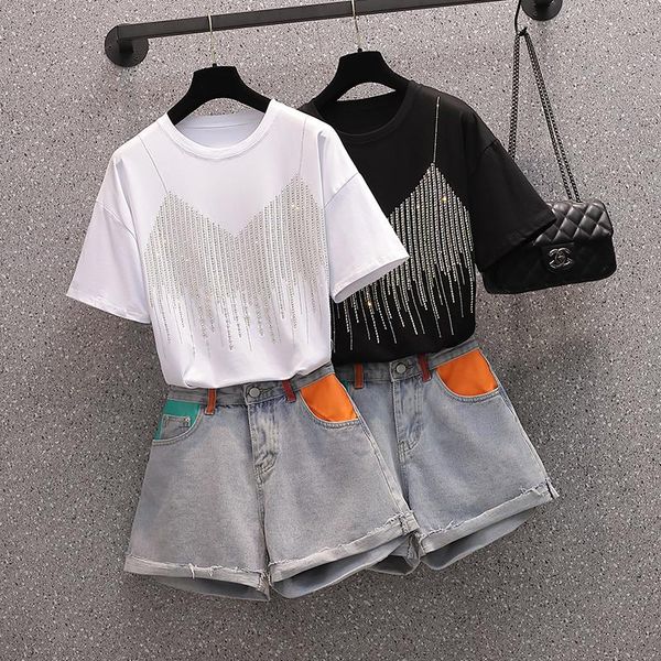 plus size tracksuits 2 piece set women and shorts diamond t-shirt summer outfits korean style clothes cute girl suit 2pcs clothing, Black
plus size tracksuits 2 piece set women and shorts diamond t-shirt summer outfits korean style clothes cute girl suit 2pcs clothing, Black