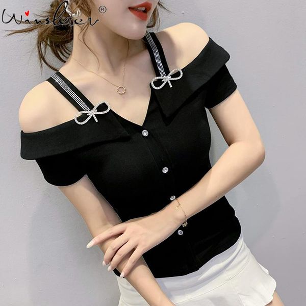 women's t-shirt summer european clothes fashion off shoulder diamonds women elegant cotton back short sleeve tees 2021 t14507a, White
women's t-shirt summer european clothes fashion off shoulder diamonds women elegant cotton back short sleeve tees 2021 t14507a, White