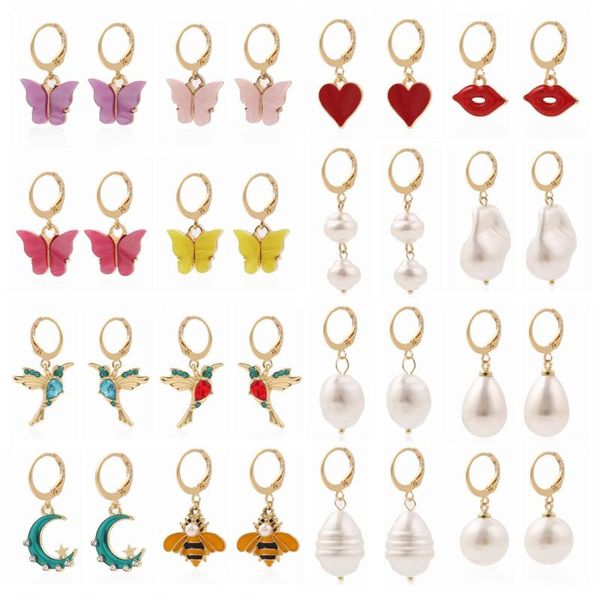 hoop & huggie bohemian butterfly bird imitation pearl earring set for women fashion colorful flower bee heart dangle gift jewelry, Golden;silver
hoop & huggie bohemian butterfly bird imitation pearl earring set for women fashion colorful flower bee heart dangle gift jewelry, Golden;silver