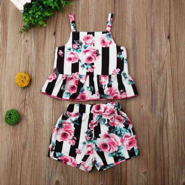 2 6years fashion toddler kids girl summer floral stripe shorts outfits set clothes, White
2 6years fashion toddler kids girl summer floral stripe shorts outfits set clothes, White