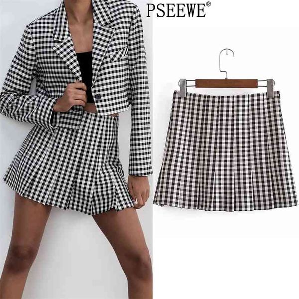 women's skirts high waist pleated woman vintage black white plaid mini harajuku summer short 210519
women's skirts high waist pleated woman vintage black white plaid mini harajuku summer short 210519