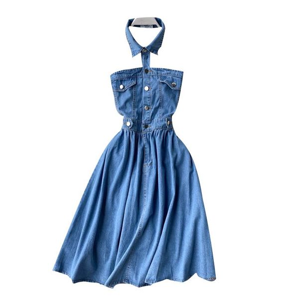 halter denim strapless backless high waist slim dress women sleeveless fashion vestidos m531, Black;gray
halter denim strapless backless high waist slim dress women sleeveless fashion vestidos m531, Black;gray