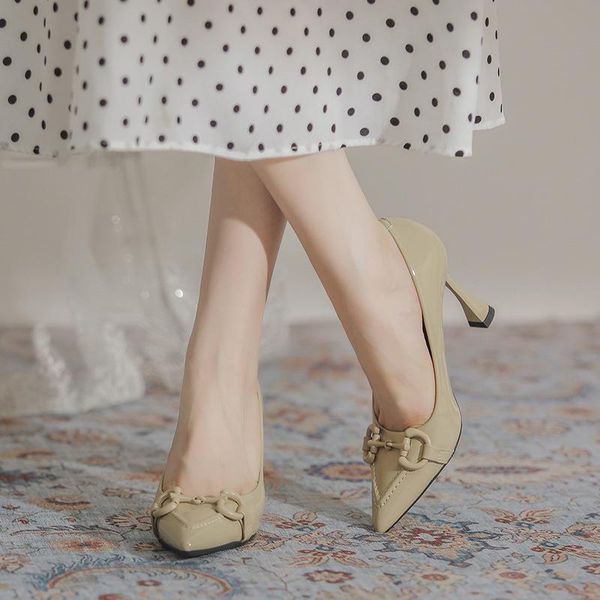 dress shoes thin high heels pumps women fashion pointed toe metal chain work vintage elegant shallow for party, Black
dress shoes thin high heels pumps women fashion pointed toe metal chain work vintage elegant shallow for party, Black