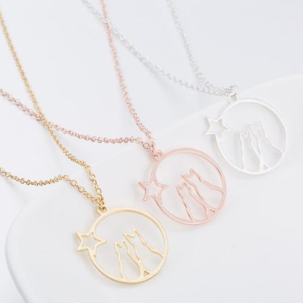 pendant necklaces fashion jewelry lover gift birthday star round necklace cute cat for women, Silver
pendant necklaces fashion jewelry lover gift birthday star round necklace cute cat for women, Silver