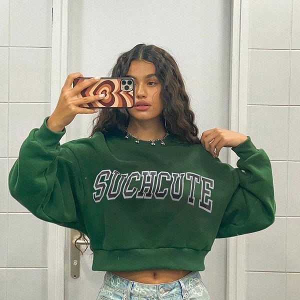 women's hoodies & sweatshirts sweatshirt round neck pullover 2021 letter print loose british basic short green rm*, Black
women's hoodies & sweatshirts sweatshirt round neck pullover 2021 letter print loose british basic short green rm*, Black