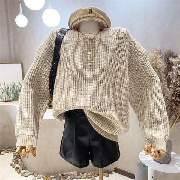 women's sweaters niche design clothing 2021 autumn sweater solid color round neck pullover loose long-sleeved top, White;black
women's sweaters niche design clothing 2021 autumn sweater solid color round neck pullover loose long-sleeved top, White;black