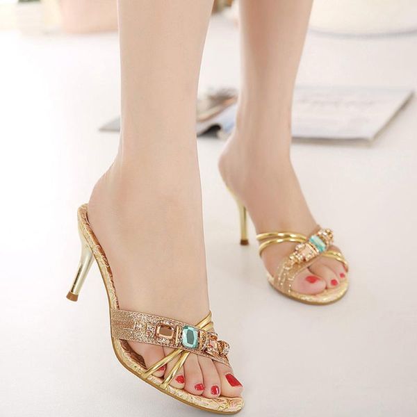 slippers fashion women summer crystal high-heeled round toe sandals party shoes 2021, Black
slippers fashion women summer crystal high-heeled round toe sandals party shoes 2021, Black