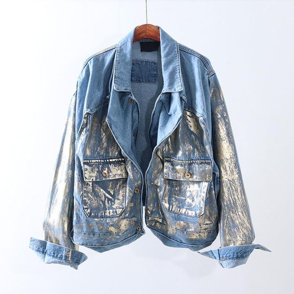 women's jackets fashion bronzing denim women outerwear autumn loose pocket long sleeve short jeans jacket coat female casual streetwear, Black;brown
women's jackets fashion bronzing denim women outerwear autumn loose pocket long sleeve short jeans jacket coat female casual streetwear, Black;brown