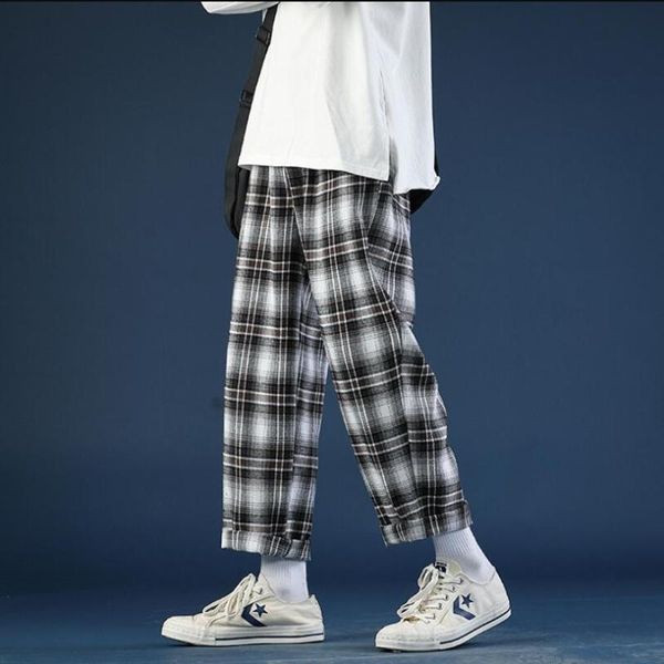 men's pants 2021 spring autumn plaid fashion retro casual men streetwear loose straight trousers man w2144, Black
men's pants 2021 spring autumn plaid fashion retro casual men streetwear loose straight trousers man w2144, Black