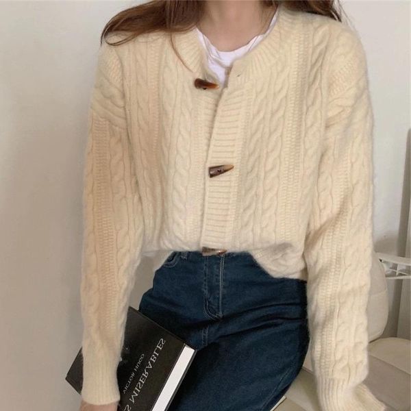 women's knits & tees 2021 spring and autumn fashion short long-sleeved sweater solid color round neck knitted cardigan jacket, White
women's knits & tees 2021 spring and autumn fashion short long-sleeved sweater solid color round neck knitted cardigan jacket, White