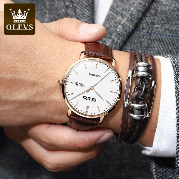 olevs fashion simple men's watches waterproof automatic mechanical ultra dunne casual cases leather self winding, Slivery;brown
olevs fashion simple men's watches waterproof automatic mechanical ultra dunne casual cases leather self winding, Slivery;brown
