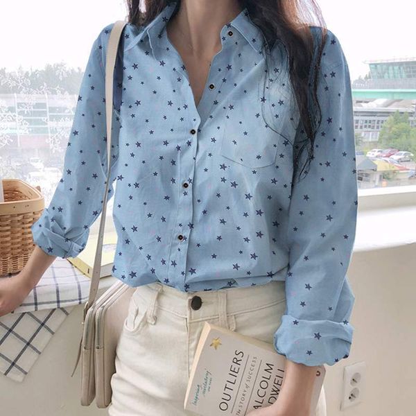 blouses fashion women's printed blouses autumn shirts long sleeve blusas female star lapel tunic chemise plus size, White
blouses fashion women's printed blouses autumn shirts long sleeve blusas female star lapel tunic chemise plus size, White