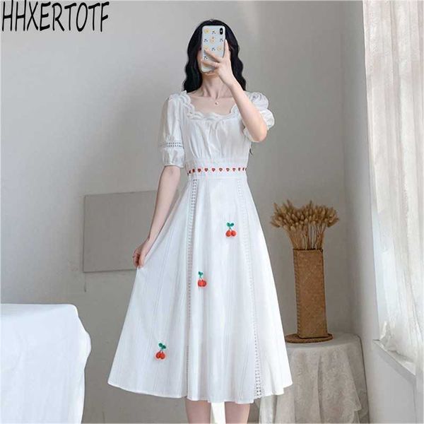 summer french retro dres square collar sweet vintage elegant embroidery white casual boho vestido 210531, Black;gray
summer french retro dres square collar sweet vintage elegant embroidery white casual boho vestido 210531, Black;gray