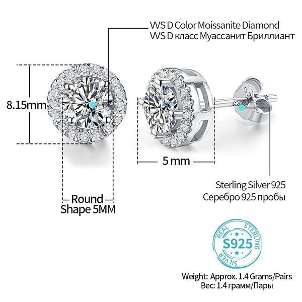 stud round cut 0.5ct diamond test passed moissanite rhodium plated 925 silver d color earrings jewelry girlfriend gift, Golden;silver
stud round cut 0.5ct diamond test passed moissanite rhodium plated 925 silver d color earrings jewelry girlfriend gift, Golden;silver