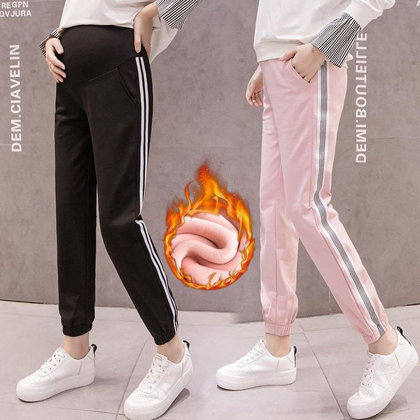 pregnant women pants winter brushed and thick outer wear trousers leggings warm-keeping maternity bottoms, White 
pregnant women pants winter brushed and thick outer wear trousers leggings warm-keeping maternity bottoms, White