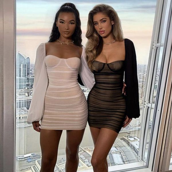 casual dresses 2021 ladies spring and autumn one-shoulder stitching perspective solid color dress mesh puff sleeve slim party, Black;gray
casual dresses 2021 ladies spring and autumn one-shoulder stitching perspective solid color dress mesh puff sleeve slim party, Black;gray
