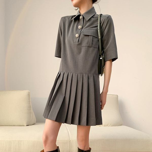 dresses preppy style solid for women lapel short sleeve pleated mini es female spring fashion clothing 2021, Black;gray
dresses preppy style solid for women lapel short sleeve pleated mini es female spring fashion clothing 2021, Black;gray