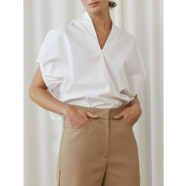women's blouses & shirts women shirt 2021 spring and summer ladies v-neck short-sleeved pullover top, White
women's blouses & shirts women shirt 2021 spring and summer ladies v-neck short-sleeved pullover top, White