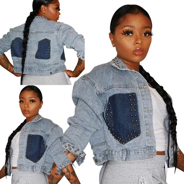 women's jackets jeans rivet club short jacket women long sleeve elegant casual patchwork denim coat, Black;brown
women's jackets jeans rivet club short jacket women long sleeve elegant casual patchwork denim coat, Black;brown