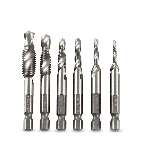 hand tools 6pcs m3-m10 screw tap drill bits hss 4341 taps woodworking metric bit high speed steel titanium hex shank
hand tools 6pcs m3-m10 screw tap drill bits hss 4341 taps woodworking metric bit high speed steel titanium hex shank
