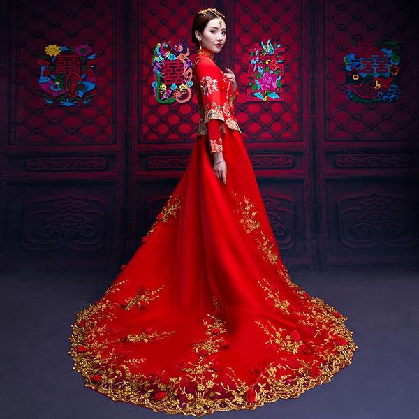 red tailing applique wedding bride chinese style cheongsam traditional qipao embroidery women's marry clothes ethnic clothing
red tailing applique wedding bride chinese style cheongsam traditional qipao embroidery women's marry clothes ethnic clothing