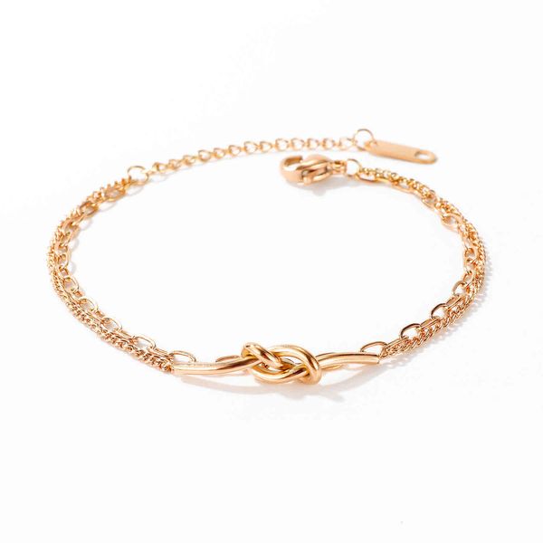 link charm opk jewelry creative double-layer knot women's titanium steel bracelet, Golden;silver
link charm opk jewelry creative double-layer knot women's titanium steel bracelet, Golden;silver