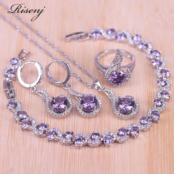 risenj lucky note square purple zircon & crystal silver color jewelry for women earrings ring necklace bracelet set h1022
risenj lucky note square purple zircon & crystal silver color jewelry for women earrings ring necklace bracelet set h1022