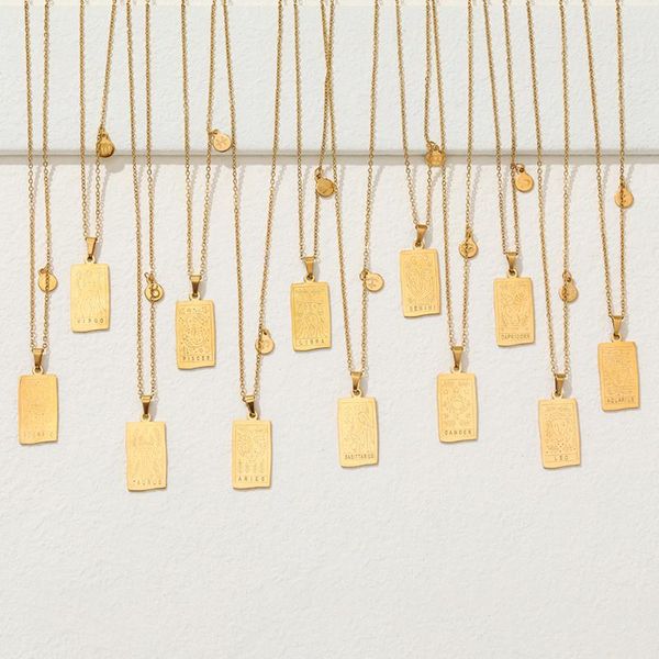 pendant necklaces punk 12 constellations square necklace for woman fashion geometric gold color metal collar charm jewelry, Silver
pendant necklaces punk 12 constellations square necklace for woman fashion geometric gold color metal collar charm jewelry, Silver