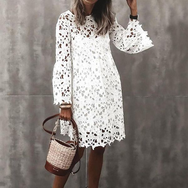 casual dresses women elegant party dress 2021 fashion o-neck crochet mesh lace lady long-sleeved solid loose mini, Black;gray
casual dresses women elegant party dress 2021 fashion o-neck crochet mesh lace lady long-sleeved solid loose mini, Black;gray