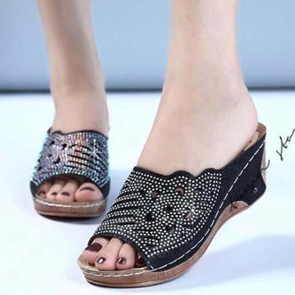 women sandals rhinestones wedge woman casual sewing fashion shoes female platform retro sandalias plus size, Black
women sandals rhinestones wedge woman casual sewing fashion shoes female platform retro sandalias plus size, Black