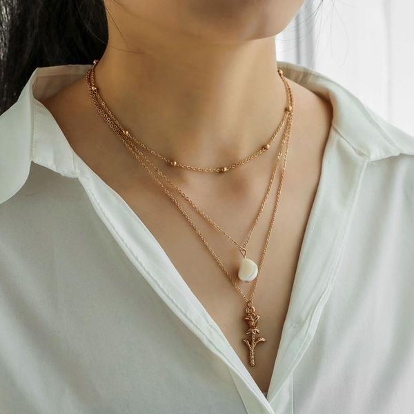 multi layered gold color chain necklace with rose flower irregular pearl pendant for women drop trendy accessoies cn109 necklaces, Silver
multi layered gold color chain necklace with rose flower irregular pearl pendant for women drop trendy accessoies cn109 necklaces, Silver