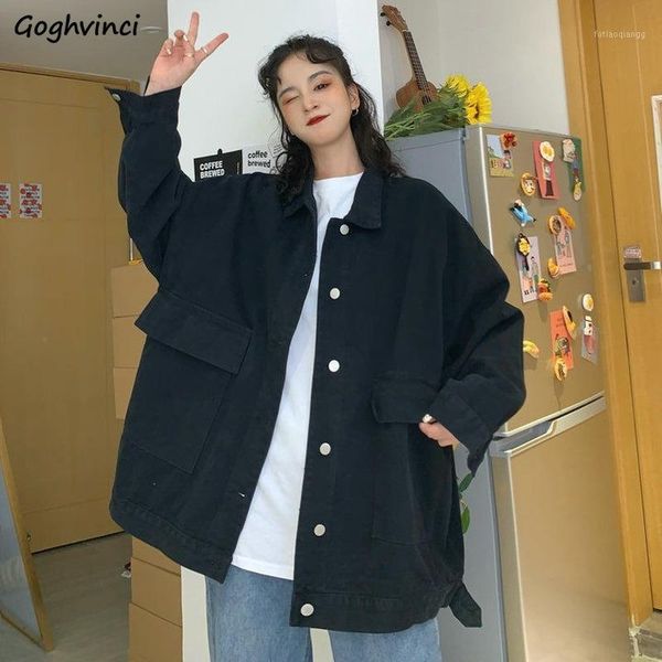 women jackets selling denim oversize cargo coats for autumn leisure loose solid basic students jacket streetwear chic women's, Black;brown
women jackets selling denim oversize cargo coats for autumn leisure loose solid basic students jacket streetwear chic women's, Black;brown