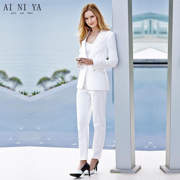women white coat business suits single breasted slim female office uniform ladies formal trouser suit and pants women's two piece
women white coat business suits single breasted slim female office uniform ladies formal trouser suit and pants women's two piece