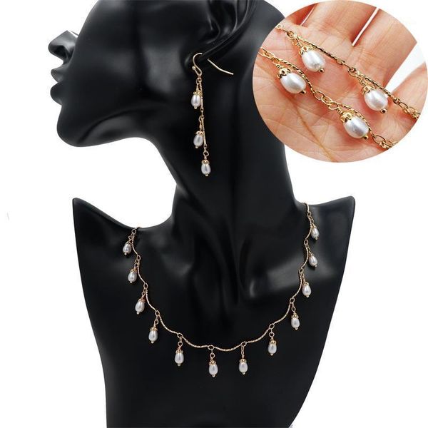 earrings & necklace water drop imatation pearl set gold color copper manmade chain bracelet fashion jewelry for women korean 2021, Silver
earrings & necklace water drop imatation pearl set gold color copper manmade chain bracelet fashion jewelry for women korean 2021, Silver