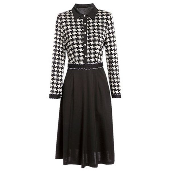 vintage female houndstooth big size mama dress autumn long sleeve elegant women party dresses 210602, Black;gray
vintage female houndstooth big size mama dress autumn long sleeve elegant women party dresses 210602, Black;gray