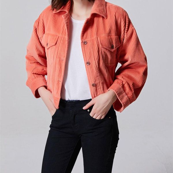 women's jackets simple casual women corduroy jacket turn-down collar long sleeve loose fashion wild lady coat 2021 autumn, Black;brown
women's jackets simple casual women corduroy jacket turn-down collar long sleeve loose fashion wild lady coat 2021 autumn, Black;brown