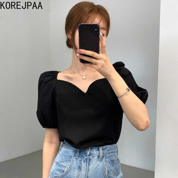 korejpaa women shirt summer korean minimalist temperament square collar loose solid color all-match puff sleeve blouses 210526, White
korejpaa women shirt summer korean minimalist temperament square collar loose solid color all-match puff sleeve blouses 210526, White
