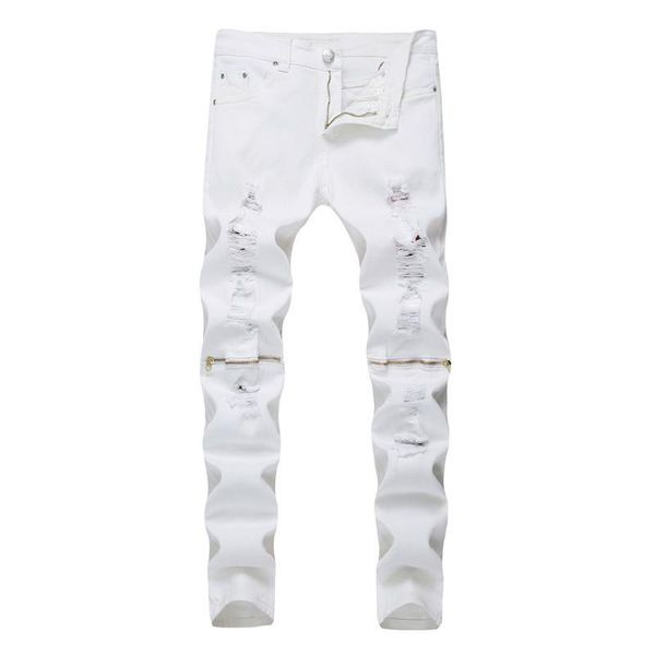 style men's jeans slim fit stretch trousers casual pants with ripped feet, Black
style men's jeans slim fit stretch trousers casual pants with ripped feet, Black