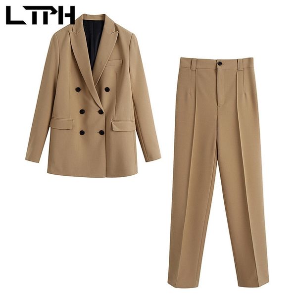 ltph camel vintage double breasted blazer suits casual business 2 piece set women outfits high waist pant sets spring 210423, Black;gray
ltph camel vintage double breasted blazer suits casual business 2 piece set women outfits high waist pant sets spring 210423, Black;gray
