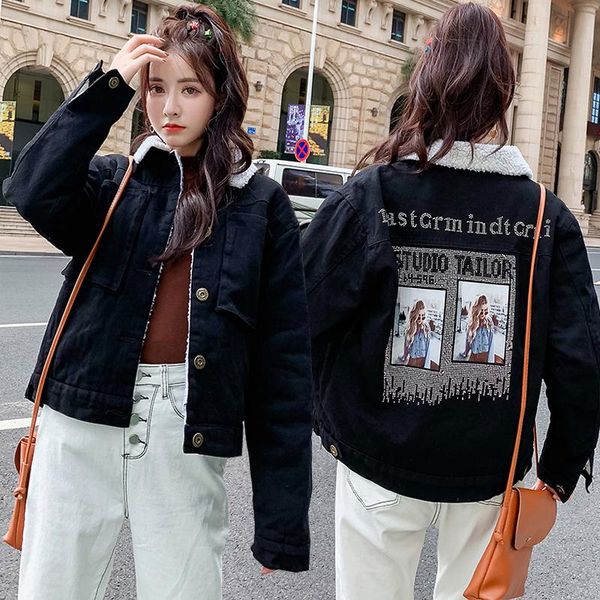 women's jackets winter lamb wool added jacket thick cotton padded short term jeans women modern 2021 gg50yf, Black;brown
women's jackets winter lamb wool added jacket thick cotton padded short term jeans women modern 2021 gg50yf, Black;brown