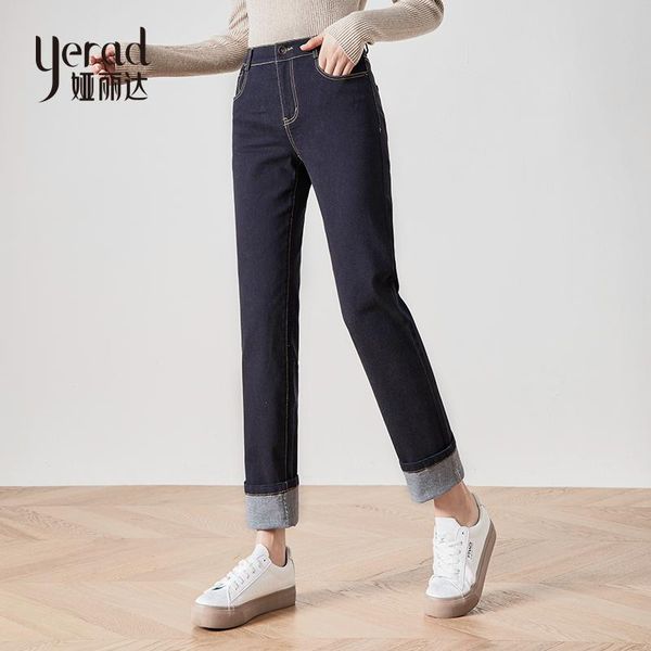 women's jeans yerad autumn women dark blue denim pants full length casual loose mid waist straight
women's jeans yerad autumn women dark blue denim pants full length casual loose mid waist straight