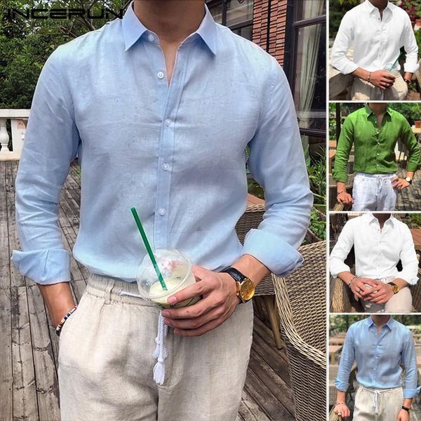 men's casual shirts incerun men shirt cotton solid color 2021 fashion loose literary business long sleeve lapel, White;black
men's casual shirts incerun men shirt cotton solid color 2021 fashion loose literary business long sleeve lapel, White;black