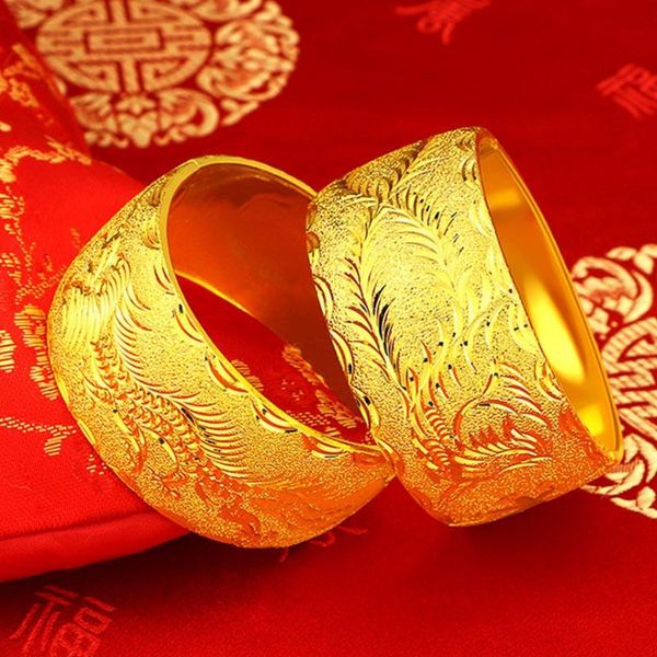 bangle bridal wedding 24k yellow gold jewelry plated bracelet wide version 30mm dragon and phoenix supplies, Black
bangle bridal wedding 24k yellow gold jewelry plated bracelet wide version 30mm dragon and phoenix supplies, Black