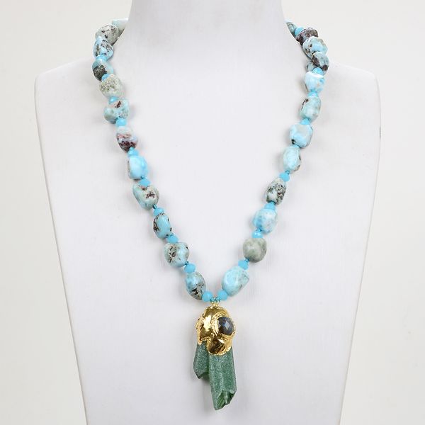 guaiguai jewelry natural blue larimar nugget necklace rough green fluorte pendant handmade for women real jewlery lady fashion jewellery, Silver
guaiguai jewelry natural blue larimar nugget necklace rough green fluorte pendant handmade for women real jewlery lady fashion jewellery, Silver