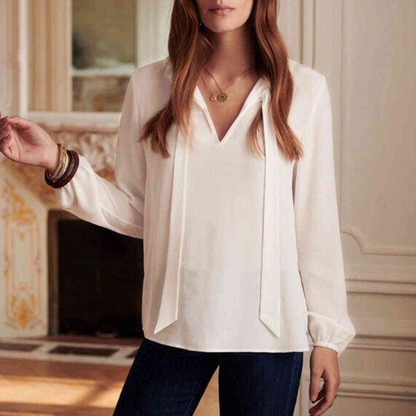 blouses bow tie shirt women summer casual ruffled collar long sleeve sweet silk white blouse office lady chemisiers femmes
blouses bow tie shirt women summer casual ruffled collar long sleeve sweet silk white blouse office lady chemisiers femmes