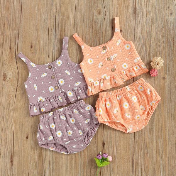 clothing sets 2pcs baby summer outfits daisy print o-neck button-open tank + elastic waist ruffled shorts for toddlers, girls, White
clothing sets 2pcs baby summer outfits daisy print o-neck button-open tank + elastic waist ruffled shorts for toddlers, girls, White